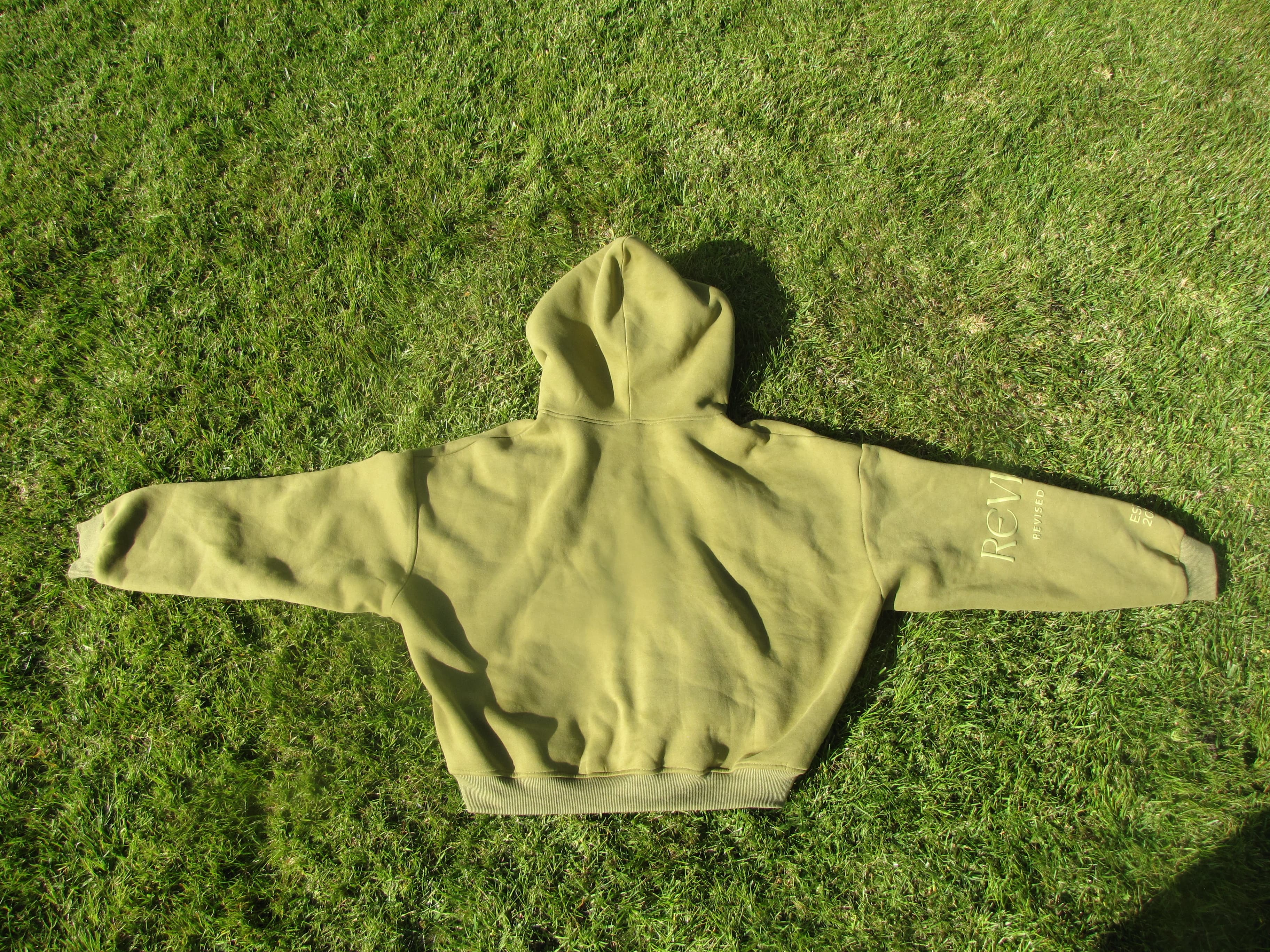 Green cropped hoodie back view